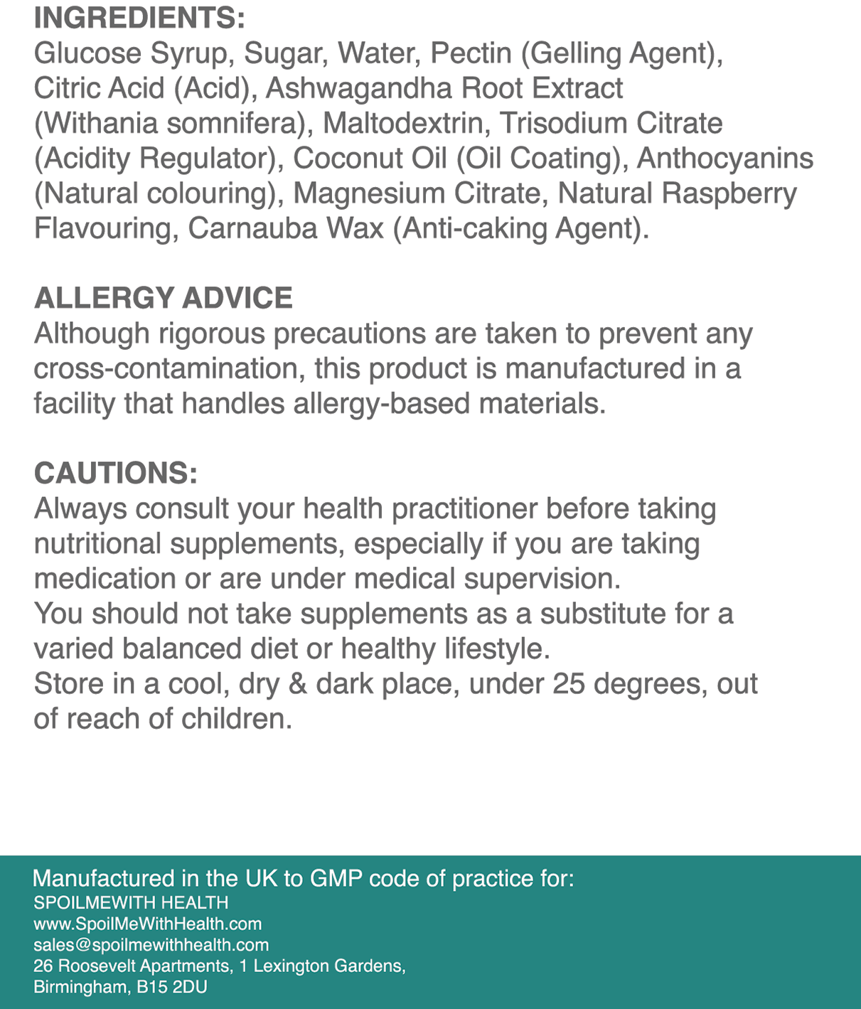 Ashwagandha Gummies | Raspberry Flavour | Chewable